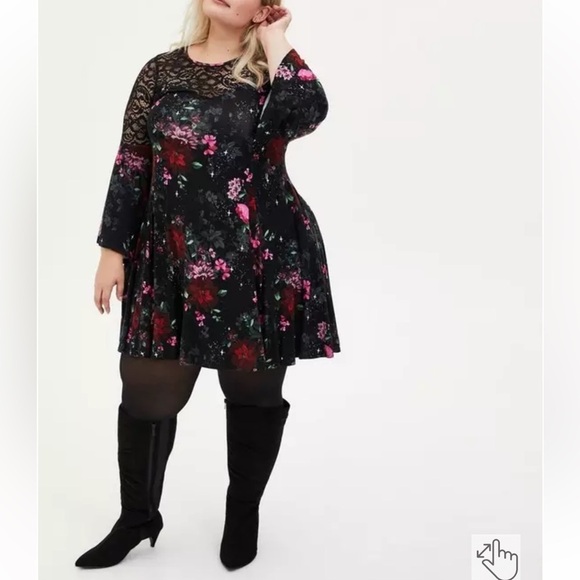 torrid Dresses & Skirts - NWOT Torrid Super Soft Floral Lace Long Sleeve A Line Dress 0X